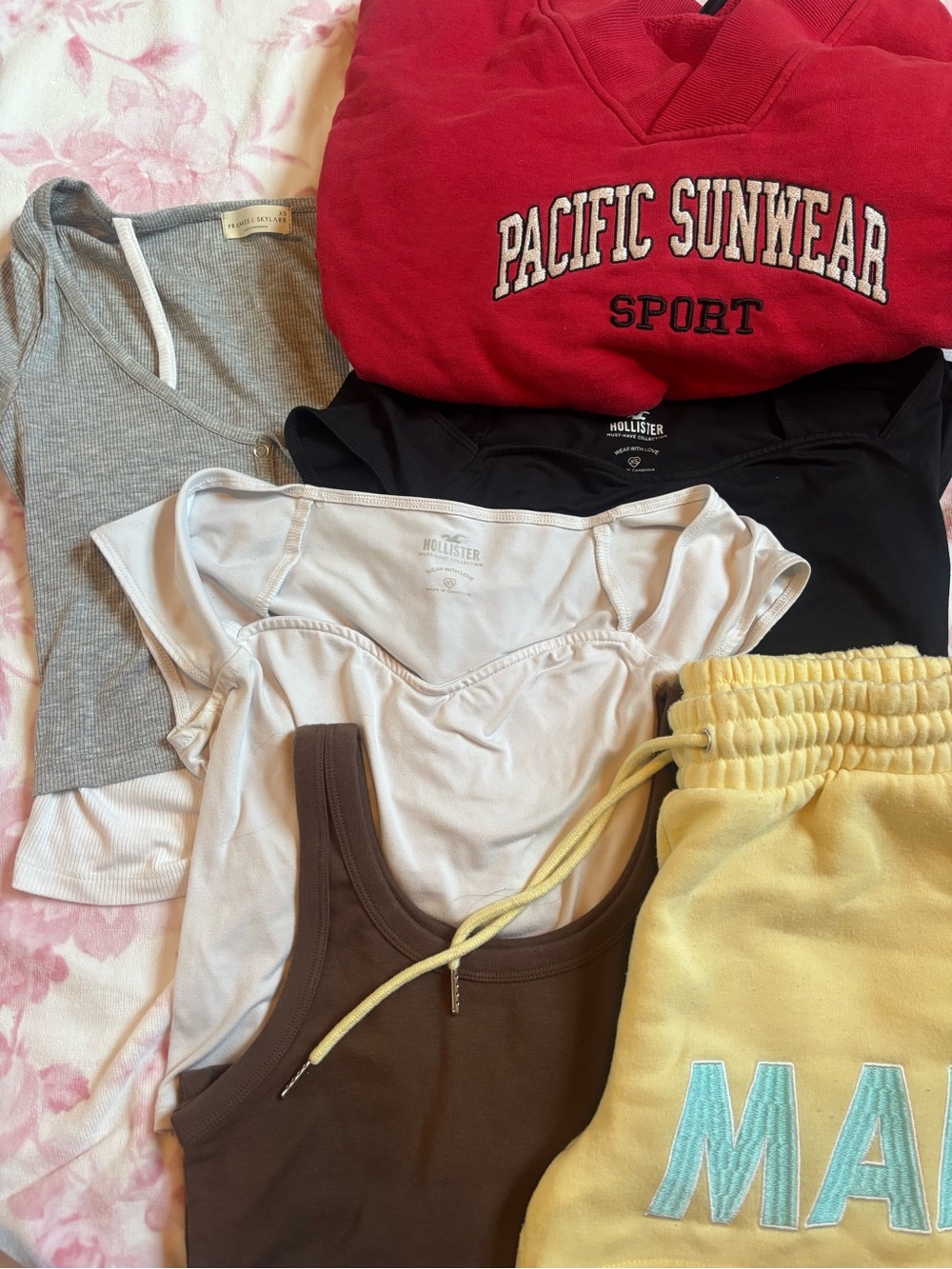 Bundle of Assorted Casual Tops & Yellow Sweat Shorts Bundle